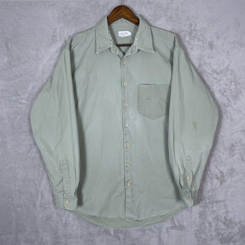 Vintage J. Crew Shirt Mens Large Tall‎ Oarsman Corduroy Collar Tan Brown Button - Picture 2 of 11